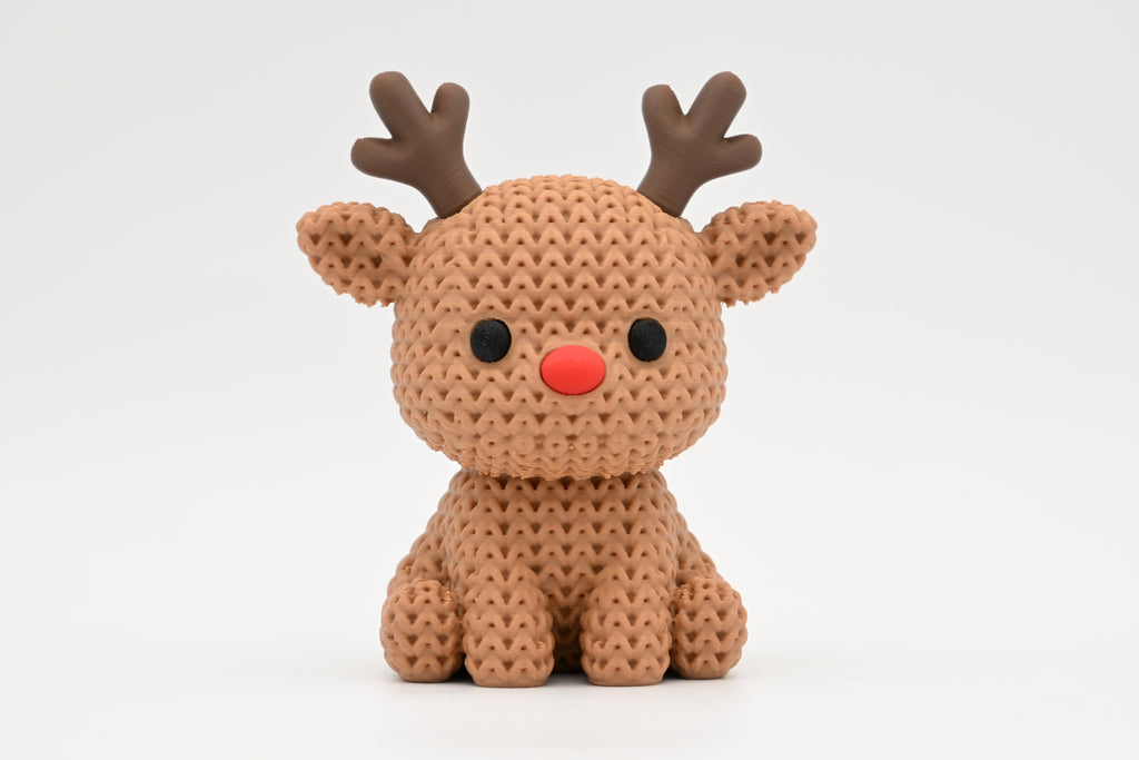 Knitted Reindeer Figurine Christmas Decor with Red Nose | mw-original