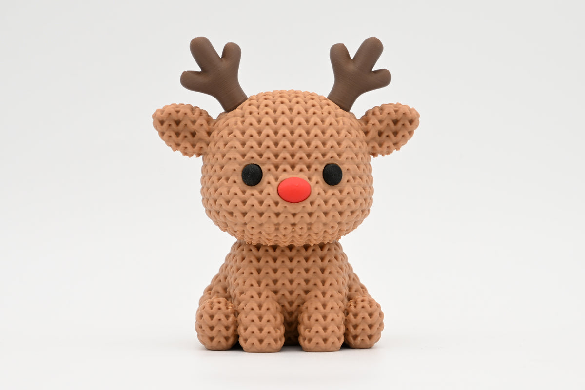 Knitted Reindeer Figurine Christmas Decor with Red Nose | mw-original