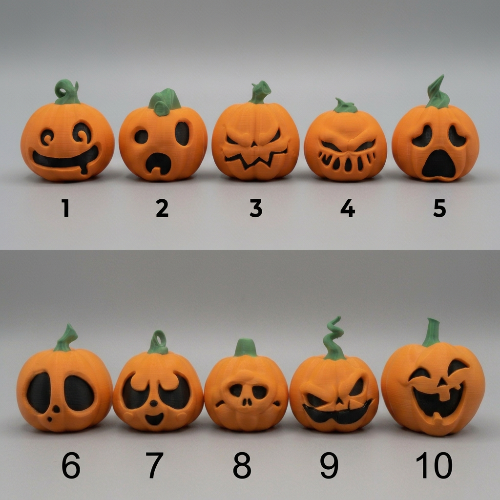 Mini Jack-o-Lantern Pumpkin Figurines Set Halloween Decoration
