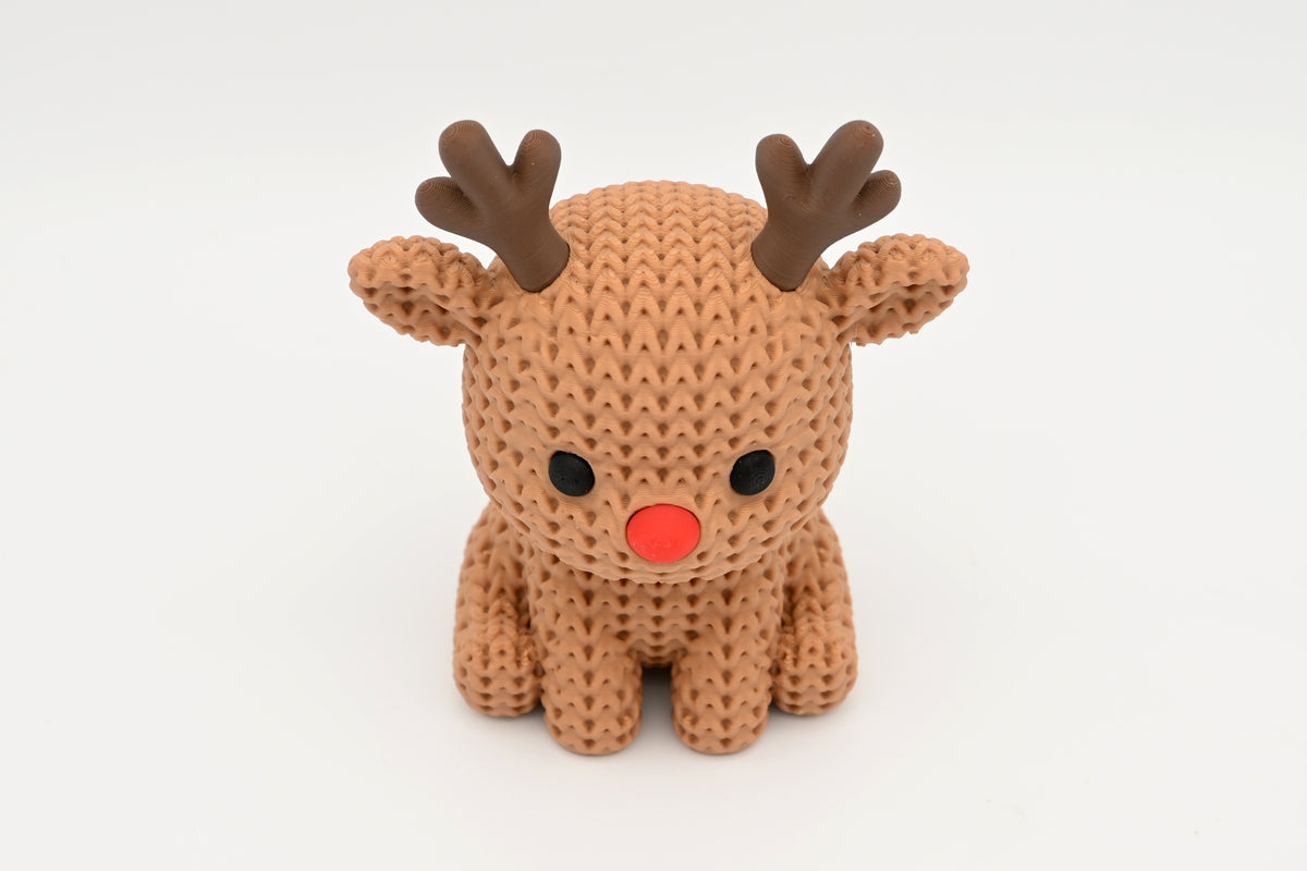 Knitted Reindeer Figurine Christmas Decor with Red Nose | mw-original