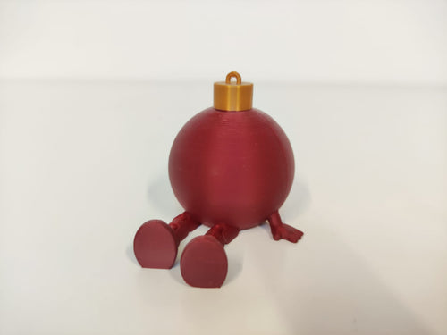 Articulated Christmas Ball Ornament with Legs - Red and Gold Decor | mw-original