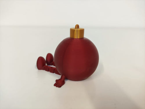 Articulated Christmas Ball Ornament with Legs - Red and Gold Decor | mw-original