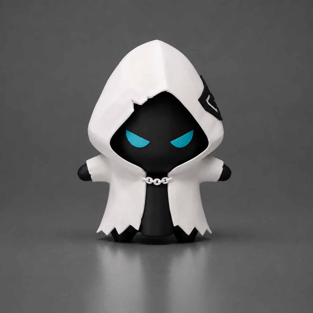 Aura Sprite collectible – Original (bright white hood with a matte black face) | sgc-photo-ok