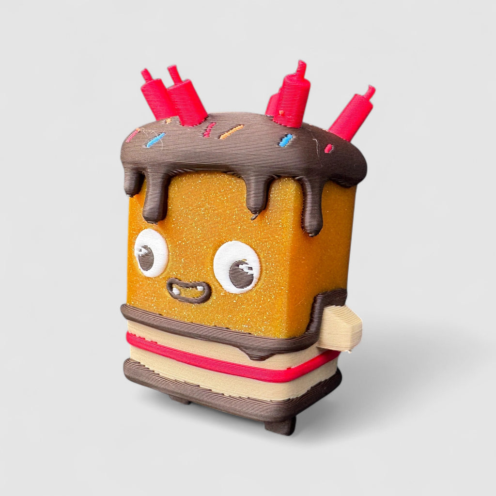 Birthday Sprite Gaming Collectible, 3D printed figure on grey background | sgc-photo-v1