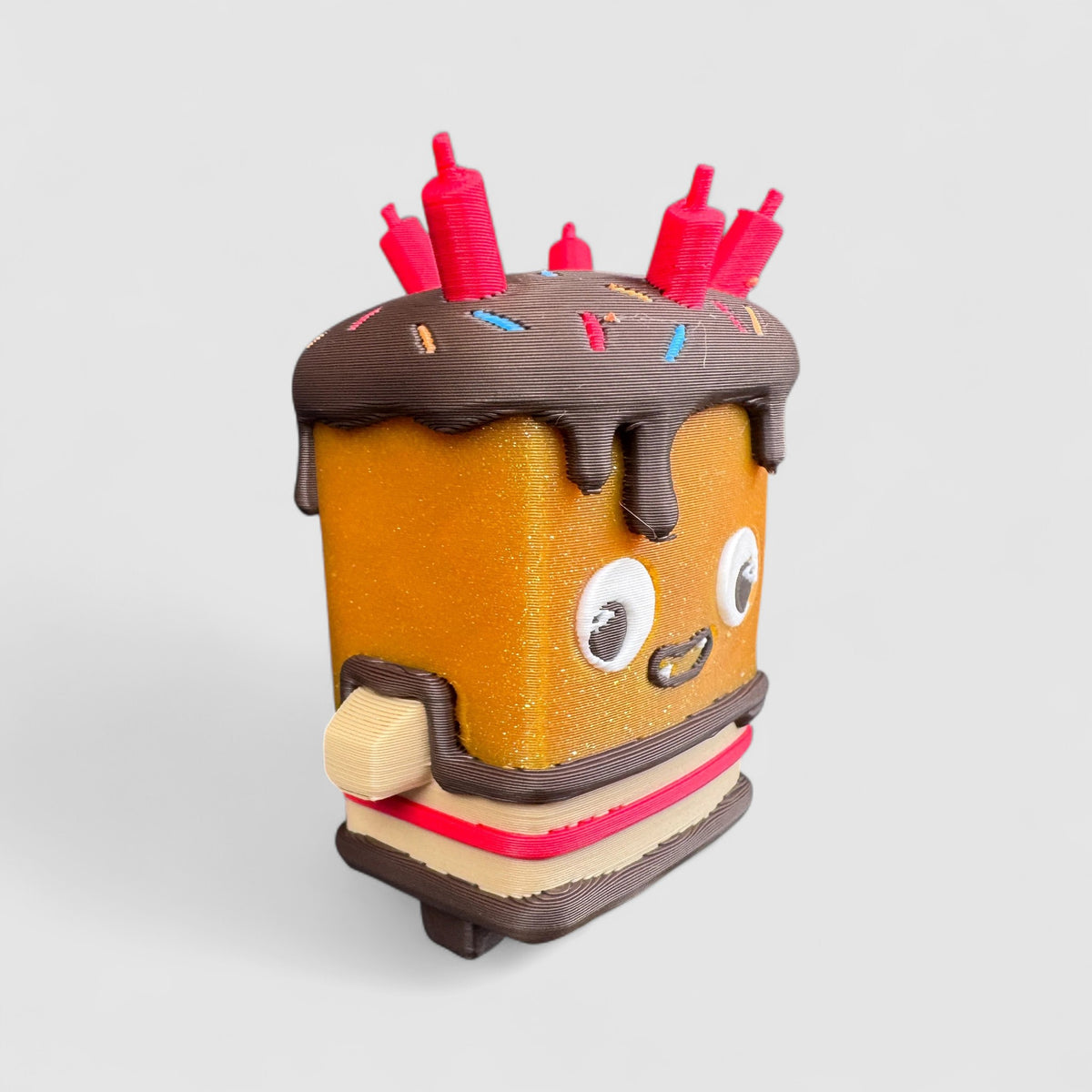 Birthday Sprite Gaming Collectible, 3D printed figure on grey background | sgc-photo-v1