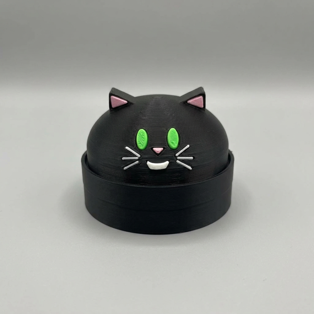 Black cat dump figure on grey background