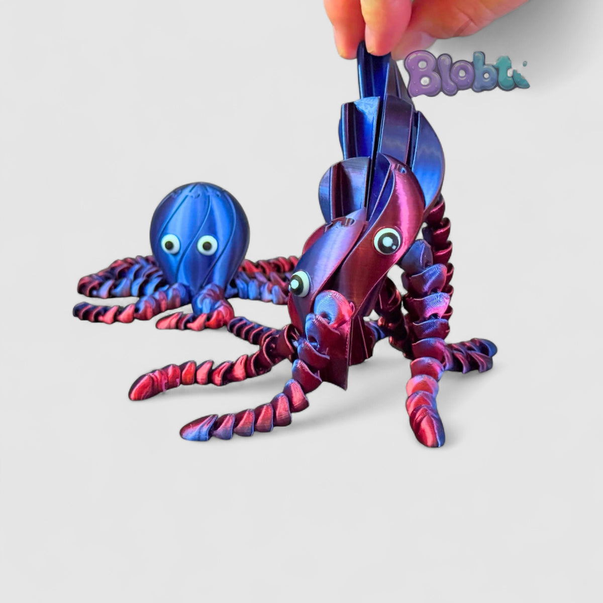 Blobtopus Wobbly Octopus Fidget Toy, 3D printed figure on grey background | sgc-photo-v1