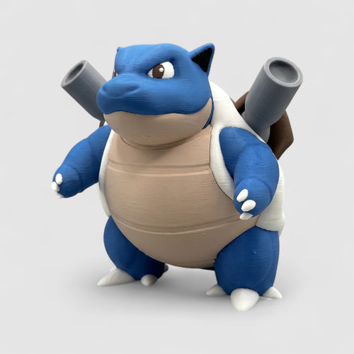 Blue Cannon Shell Creature, 3D printed figure on grey background | sgc-photo-v1