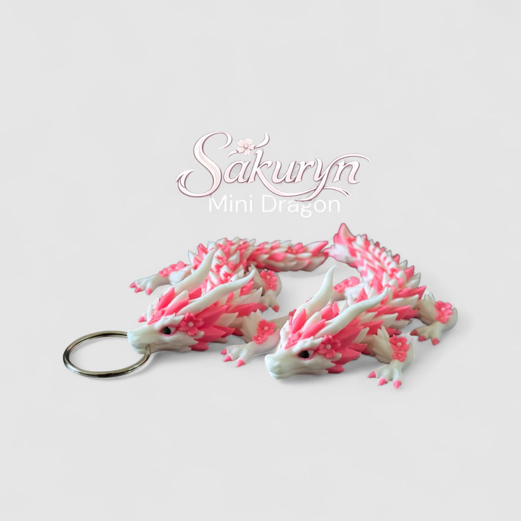 Cherry Blossom Mini Dragon, 3D printed figure on grey background | sgc-photo-v1
