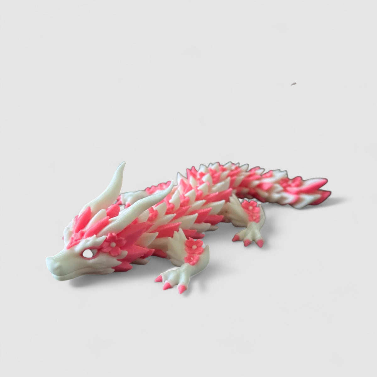 Cherry Blossom Mini Dragon, 3D printed figure on grey background | sgc-photo-v1