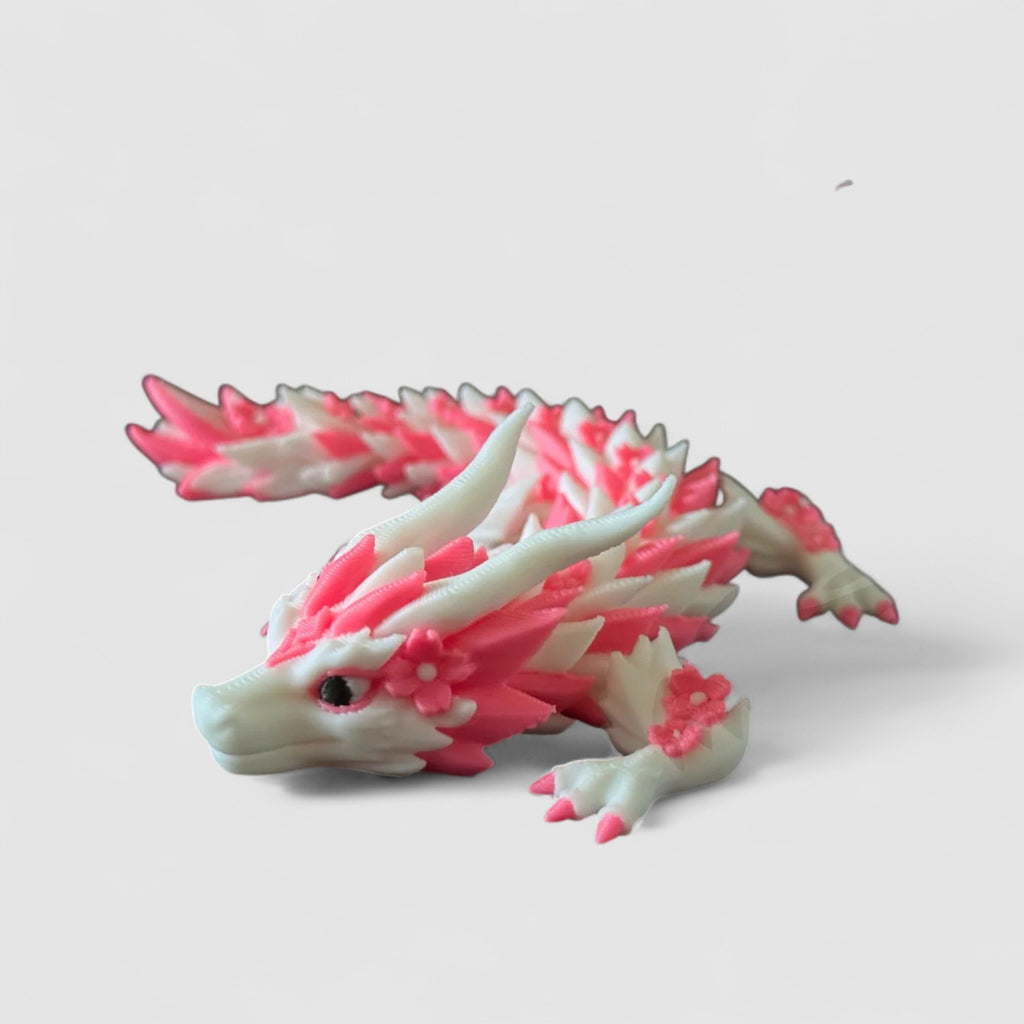 Cherry Blossom Mini Dragon, 3D printed figure on grey background | sgc-photo-v1