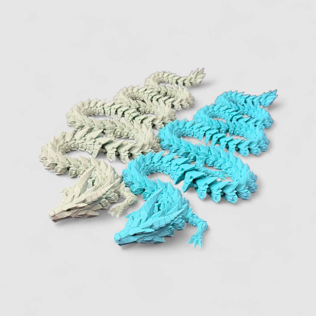 Crystal Shard Long Dragon, 3D printed figure on grey background | sgc-photo-v1