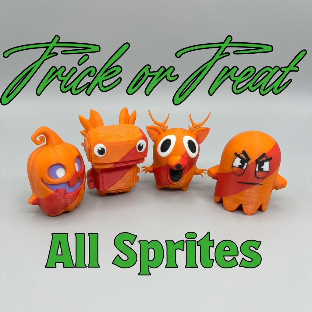 Trick or Treat Sprite Gaming Collectible – 3D Printed Figurine & Keychain