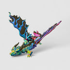 Ember Flame Winged Dragon, 3D printed figure on grey background | sgc-photo-v1