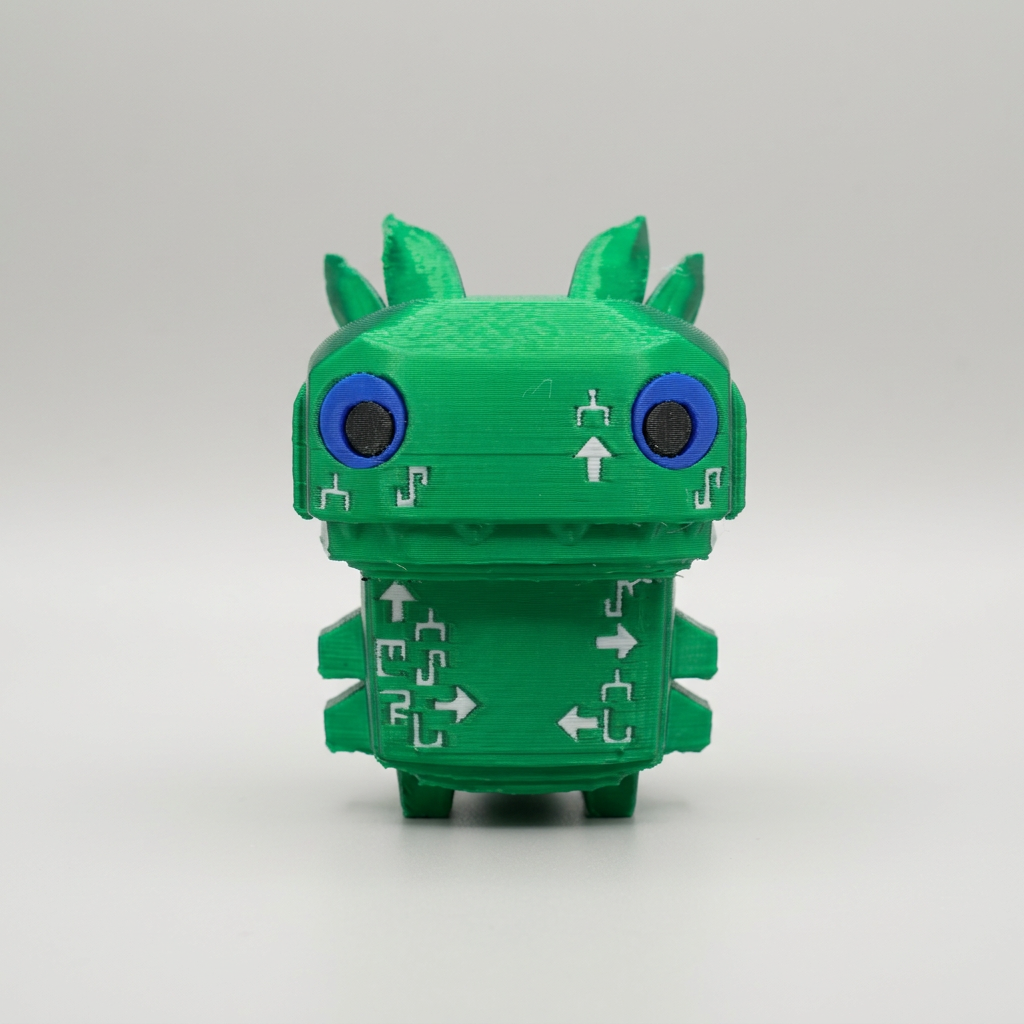 Green figure centered on a grey background, square 1:1