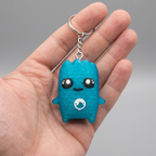 Hand-held Water keychain mockup on grey background in progress