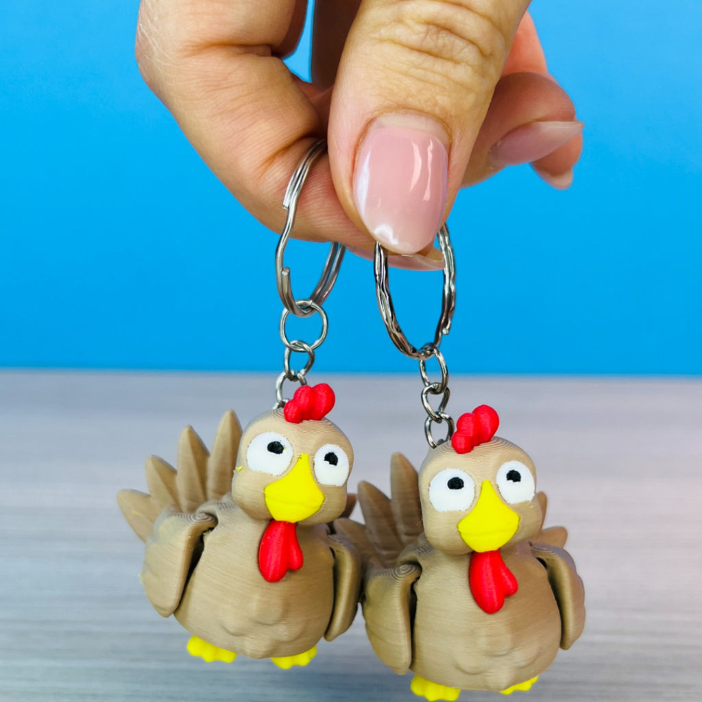 Articulated Turkey Keychain & Desk Figure with Hidden Feet | mw-original