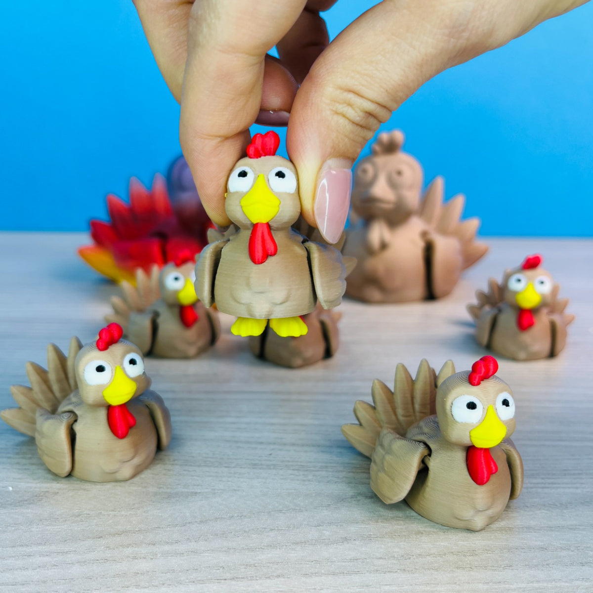 Articulated Turkey Keychain & Desk Figure with Hidden Feet | mw-original