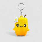 Honey keychain mockup on a grey background, square 1:1