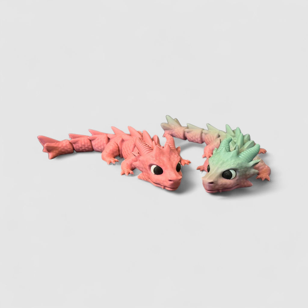 Horned Mini Dragon, 3D printed figure on grey background | sgc-photo-v1