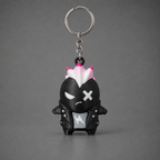 Black Punk figure keychain with white bolt and pink-tipped spikes | sgc-photo-ok
