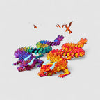 Inferno Flame Articulated Dragon, 3D printed figure on grey background | sgc-photo-v1