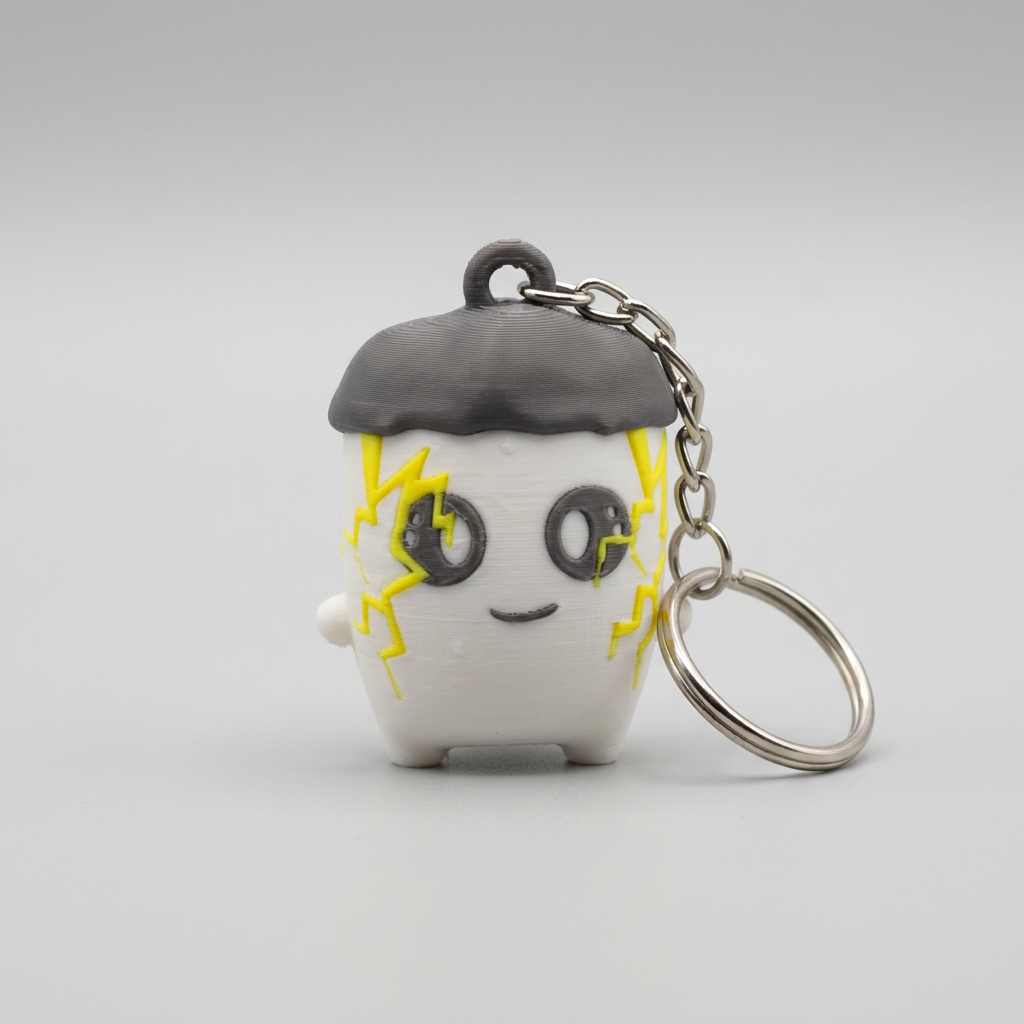 Keychain mockup on a grey background in square 1:1 format
