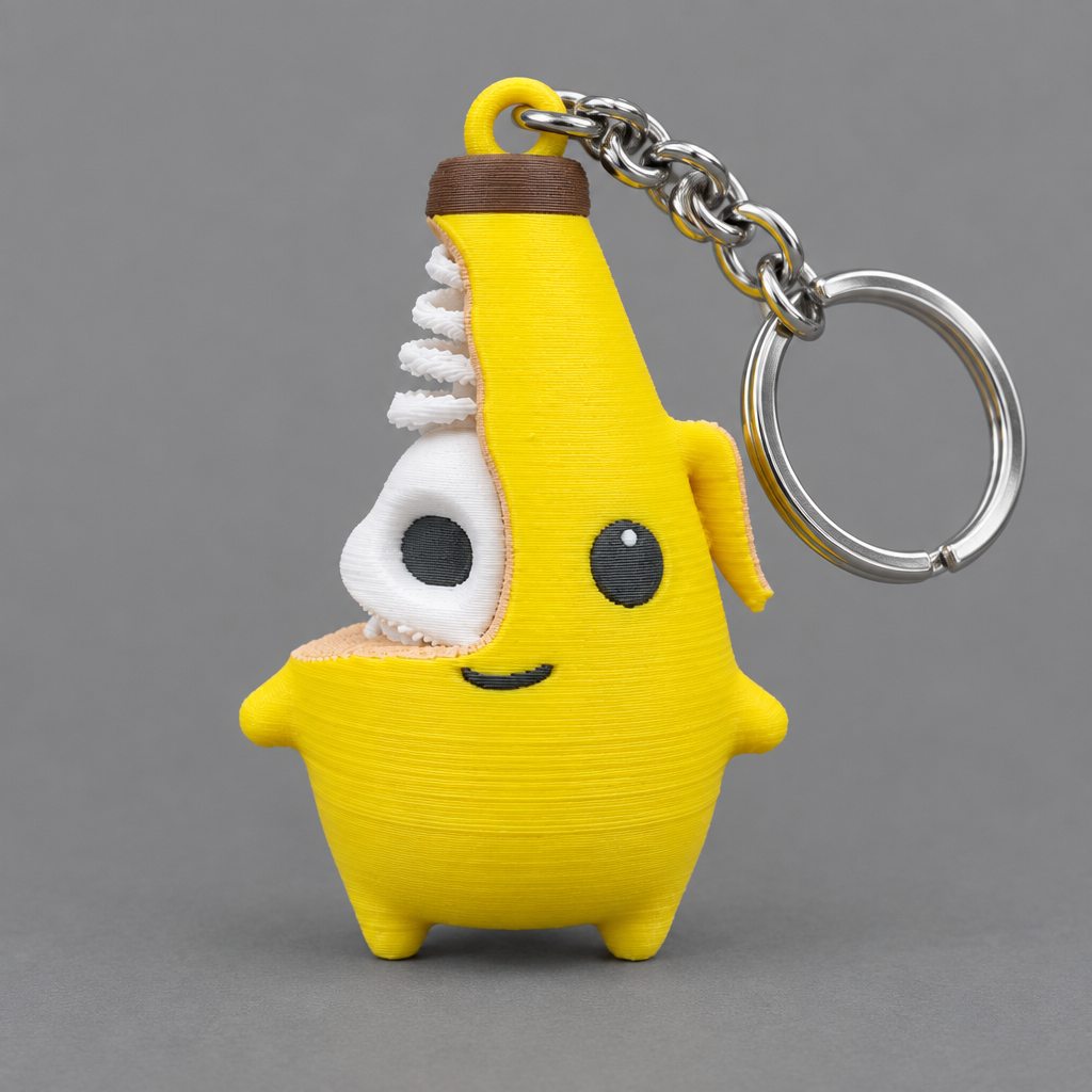 Banana Skeleton Sprite collectible – Original (yellow with white skull and brown cap) – Keychain | sgc-photo-ok