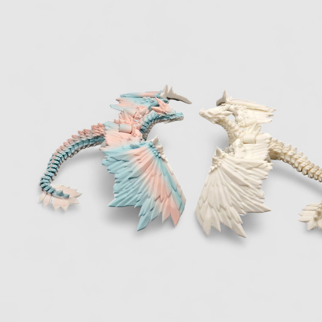Long Ashbone Skeleton Dragon, 3D printed figure on grey background | sgc-photo-v1