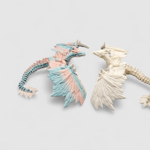 Long Ashbone Skeleton Dragon, 3D printed figure on grey background | sgc-photo-v1