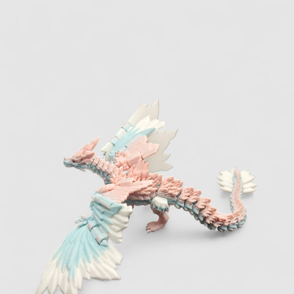 Long Ashbone Skeleton Dragon, 3D printed figure on grey background | sgc-photo-v1