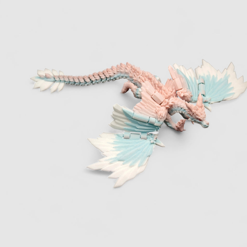 Long Ashbone Skeleton Dragon, 3D printed figure on grey background | sgc-photo-v1
