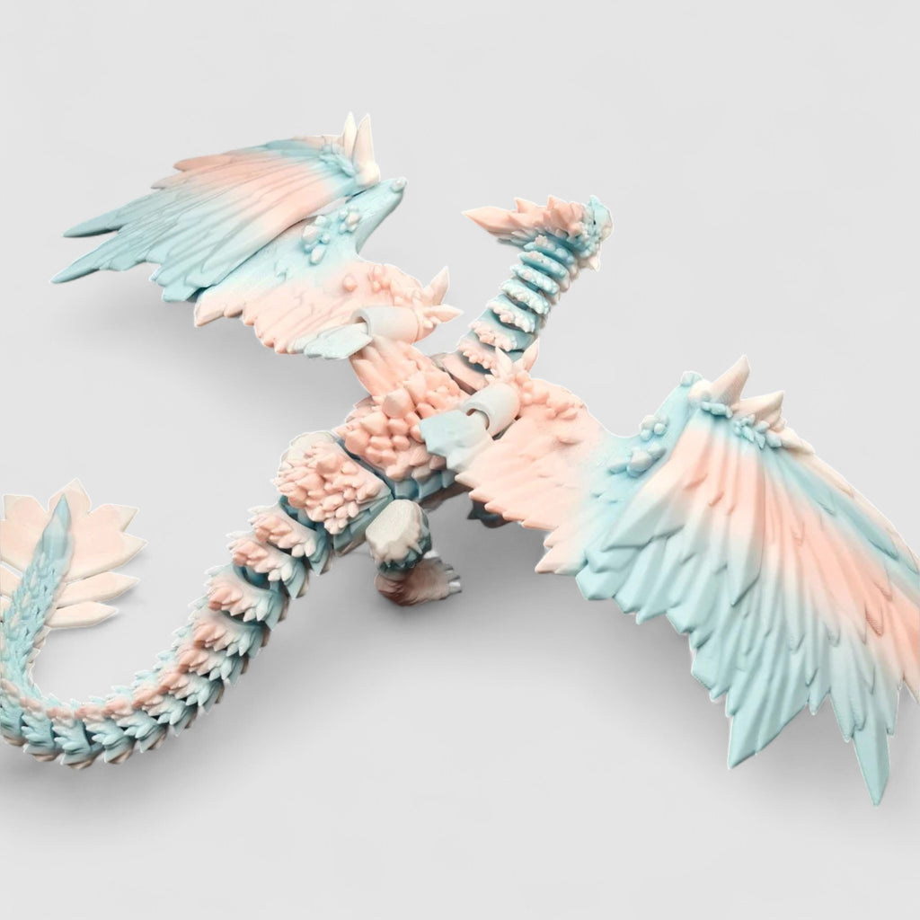 Long Ashbone Skeleton Dragon, 3D printed figure on grey background | sgc-photo-v1
