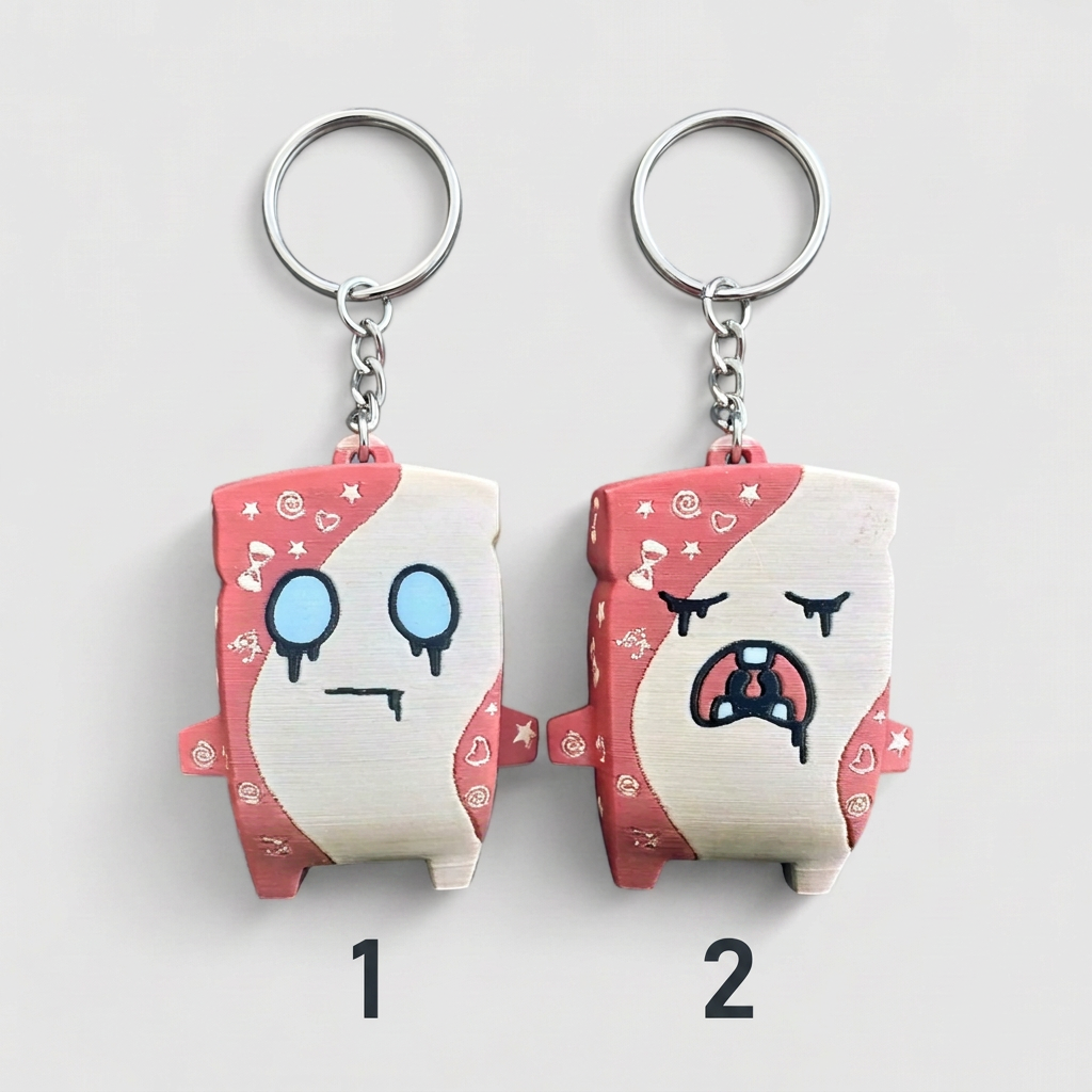 One Wish Willow keychain choices labeled 1 on the left and 2 on the right
