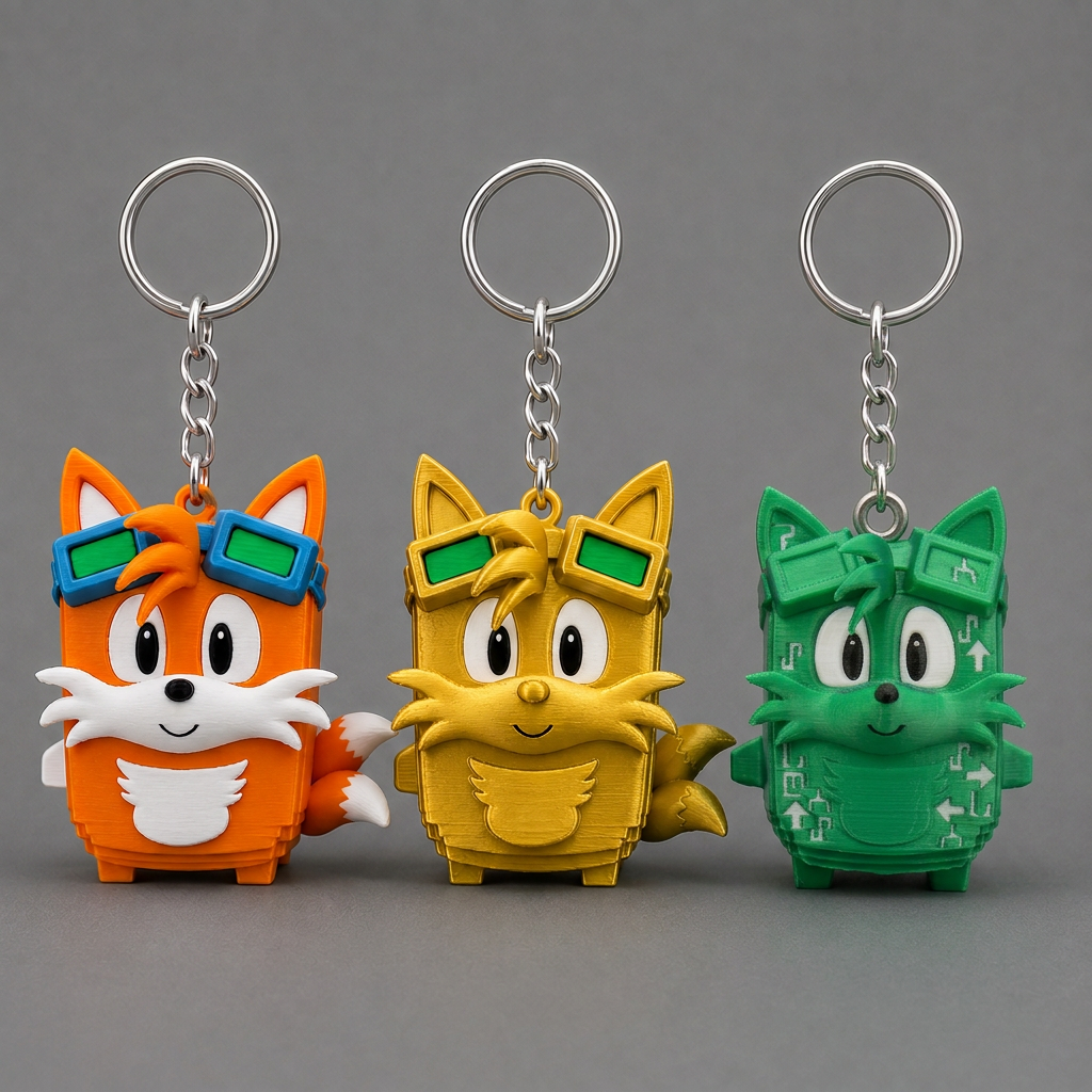 Orange and gold keychains with the new green keychain