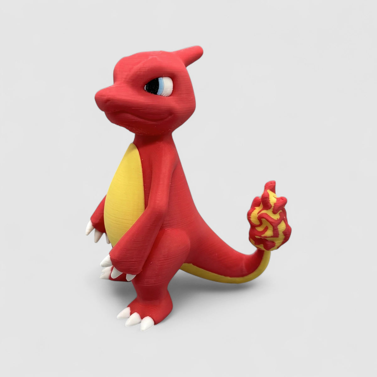 Red Fire Dragon Creature, 3D printed figure on grey background | sgc-photo-v1