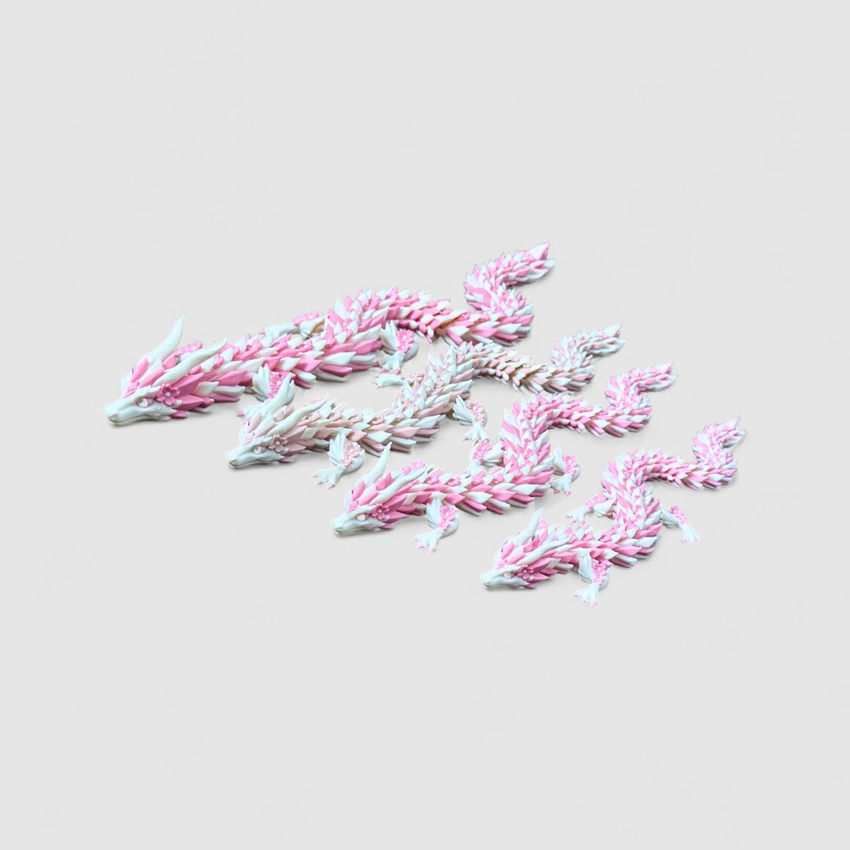 Sakuryn the Cherry Blossom Dragon, 3D printed figure on grey background | sgc-photo-v1