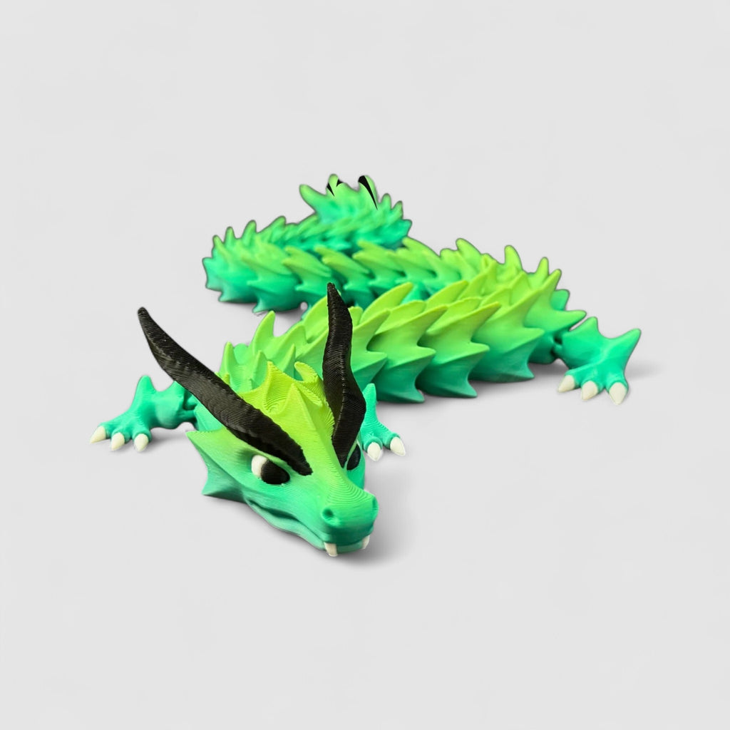 Shadowhunter Articulated Dragon, 3D printed figure on grey background | sgc-photo-v1