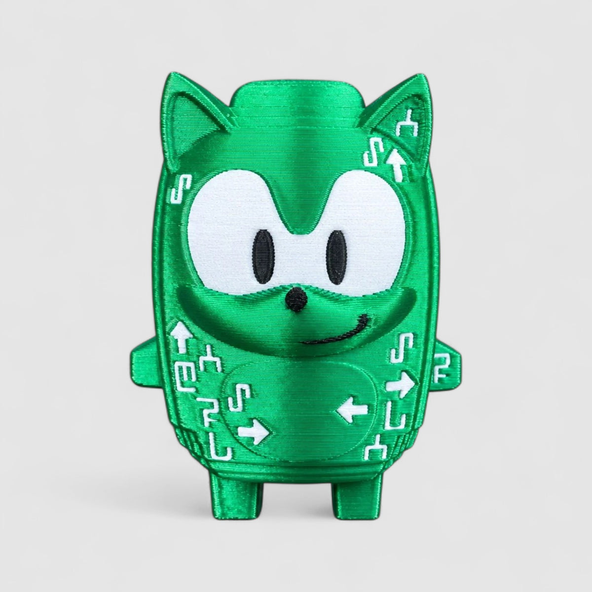 Speedy Sprite Gaming Collectible, 3D printed figure on grey background | sgc-photo-v1