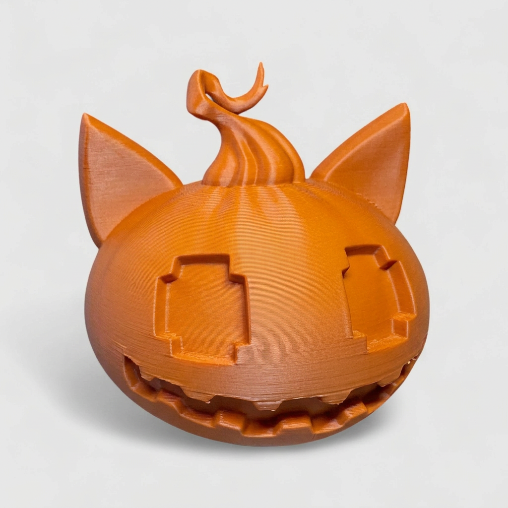 Spice Cat Pumpkin Head in pumpkin orange