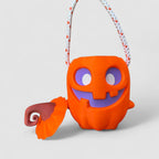 Spooky Dash Pumpkin Bucket 3D printed Halloween decor on grey background | sgc-photo-v1
